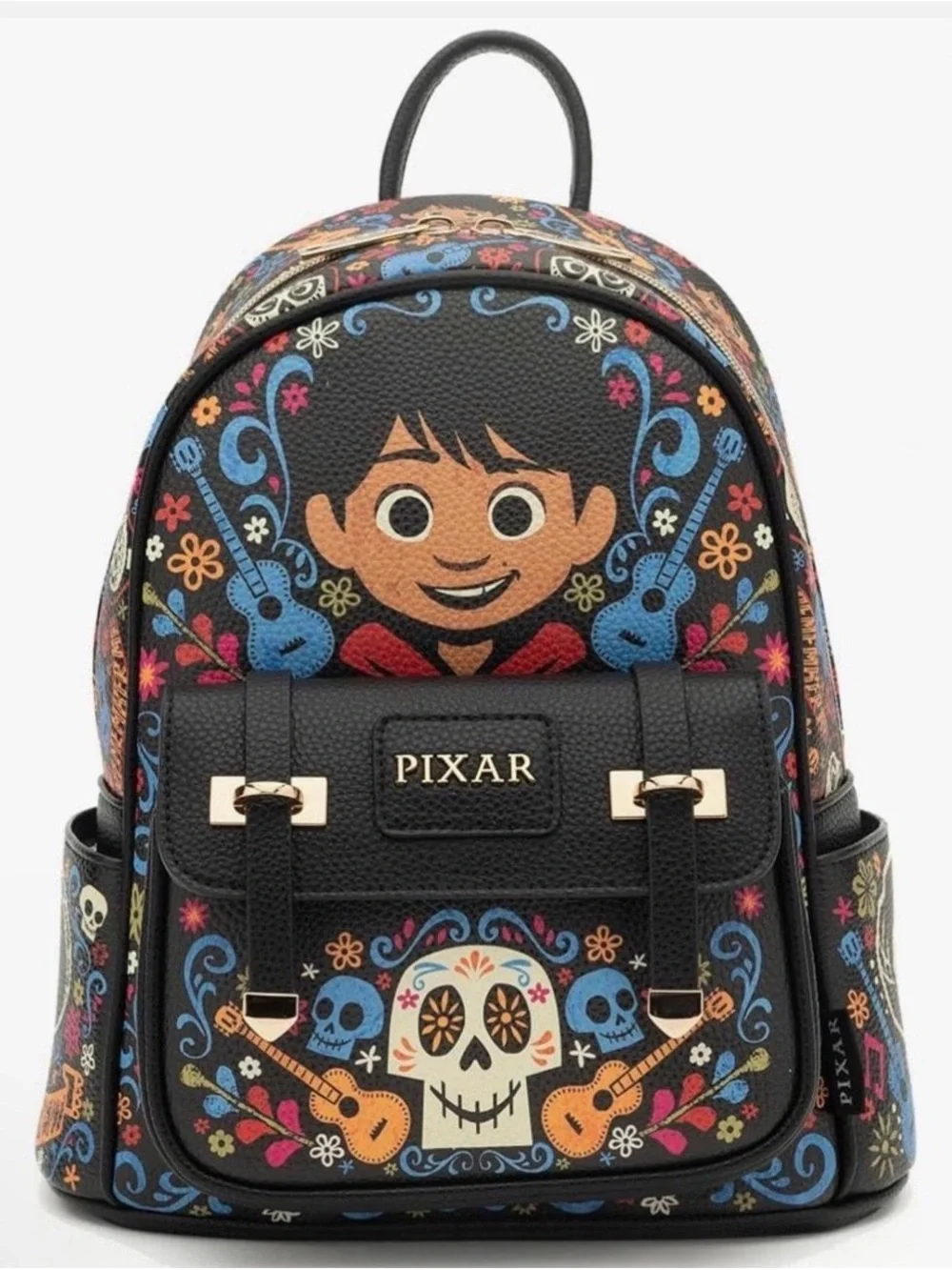 Kids' Miguel Day of the Dead Mini Backpack - Black with Multicolor Floral Print